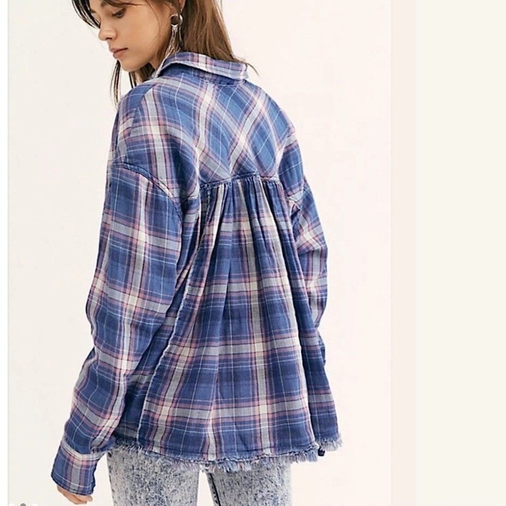 Free People Womens Grunge Cowgirl Seeking Starlight Plaid Button Up Shirt S Top